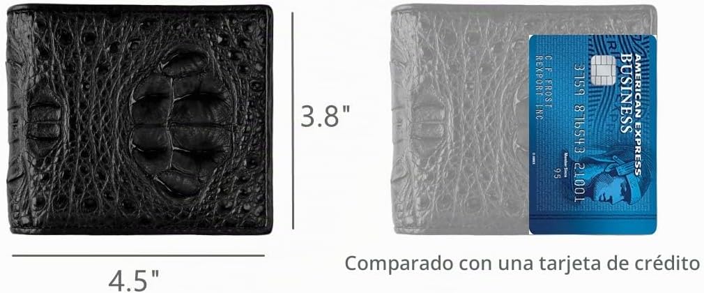 CHERRY CHICK Billetera de cocodrilo para hombre de cuero genuino pi...