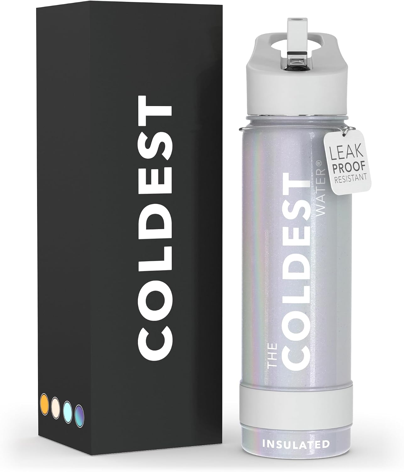 Coldest - Botella para agua con tapa que incluye pajilla, térmica y...