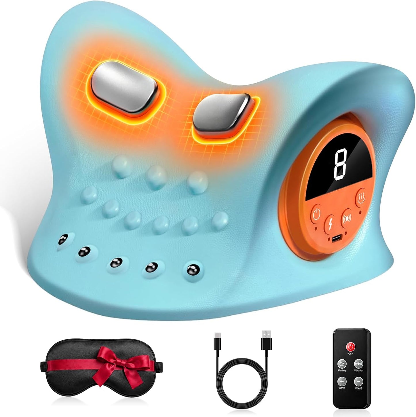 Masajeador de cuello inalámbrico con calor para aliviar el dolor de...