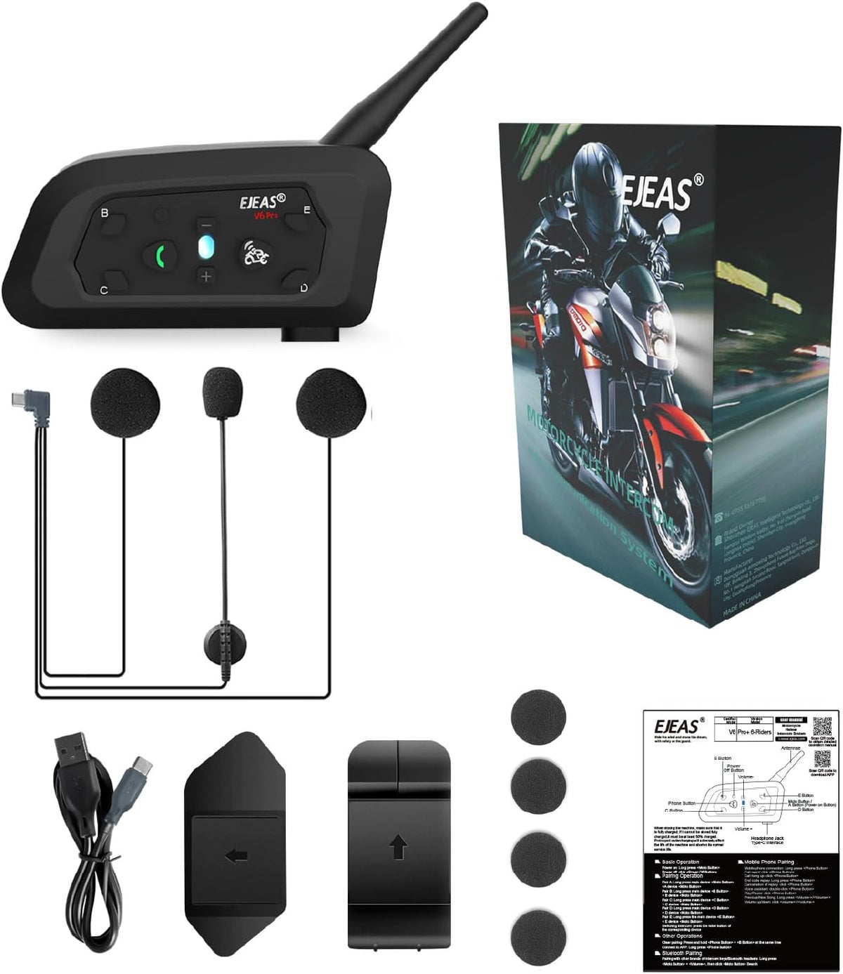 Novamente V6 Pro+ - Casco de motocicleta Bluetooth Intercomunicador...