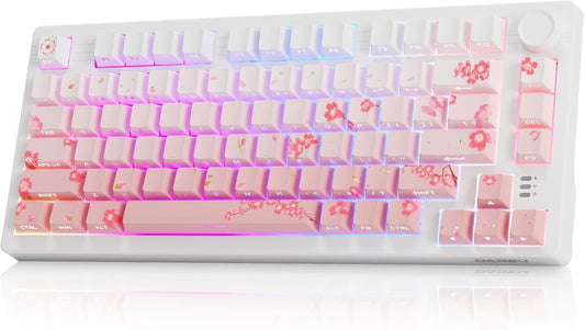 DAREU EK75PRO Teclado Mecánico Inalámbrico Rosa Sakura, 75% Hot Swa...