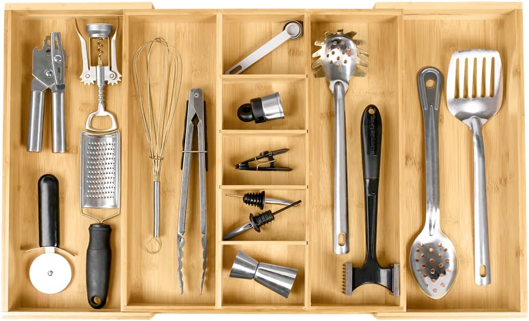 KitchenEdge Organizador de cajones de cocina ajustable para utensil...