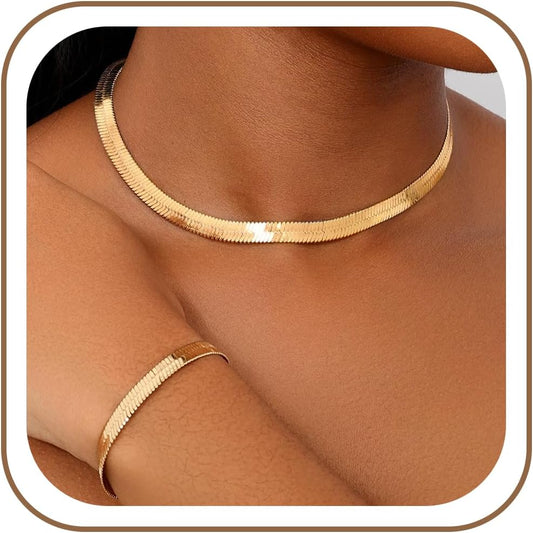 Nojess Juego de 2 collares y pulseras de cadena de serpiente para m...