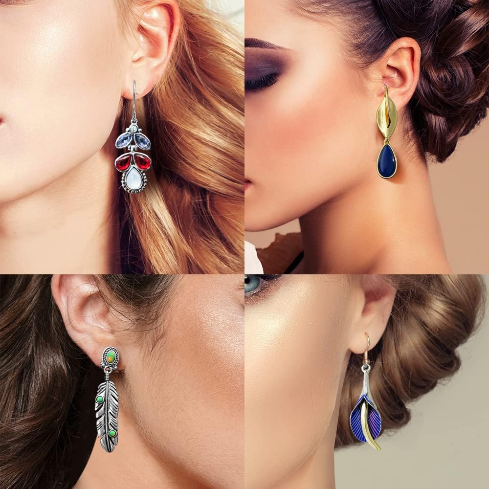 12 Pares de Aretes Colgantes de Cristal Drusa en Forma de Lágrima p...