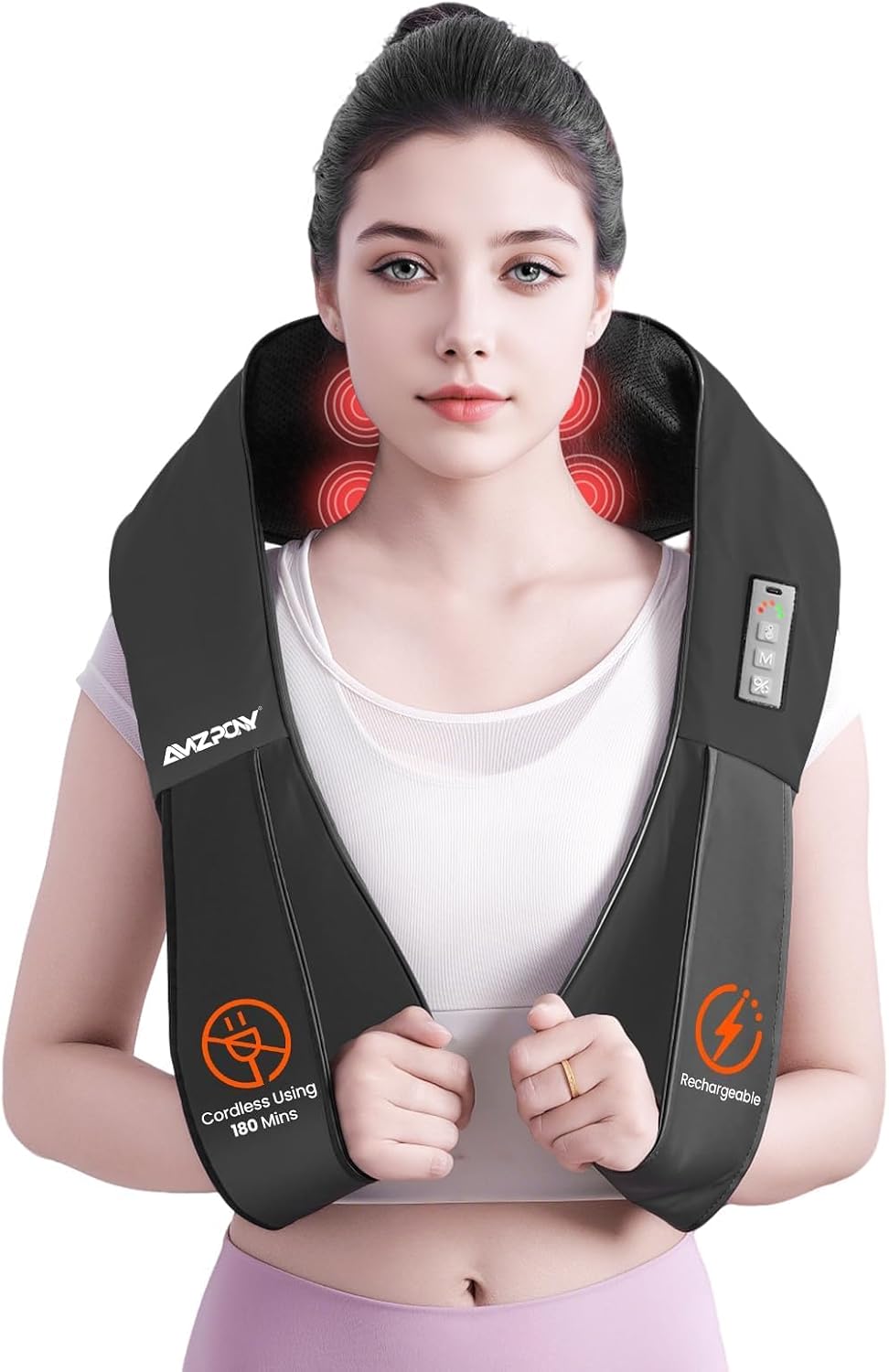 AMZPONY® Masajeador de cuello inalámbrico para aliviar el dolor de...