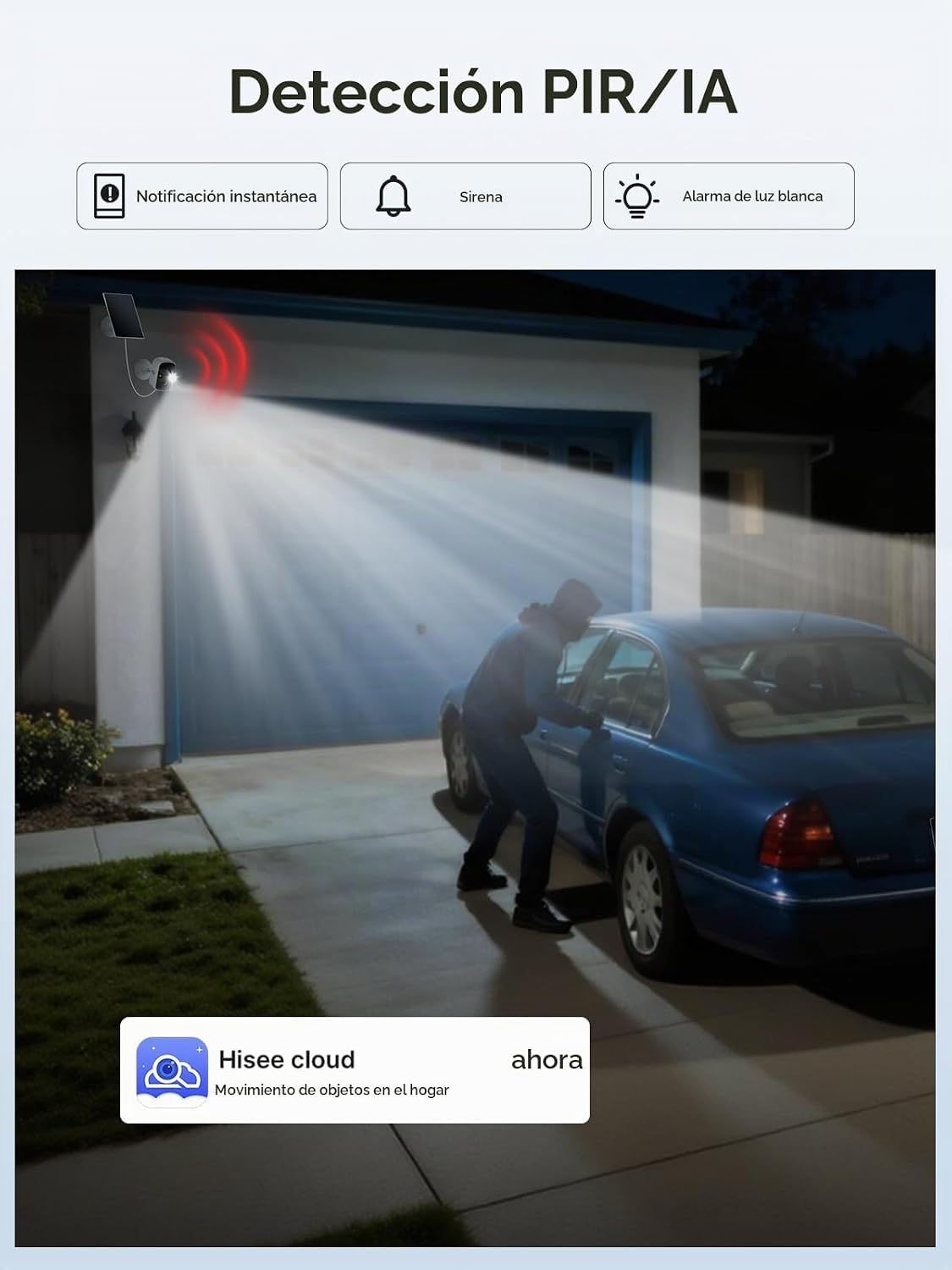 Hiseeu Cámara solar inalámbrica para exteriores, kit de 4 cámaras,...