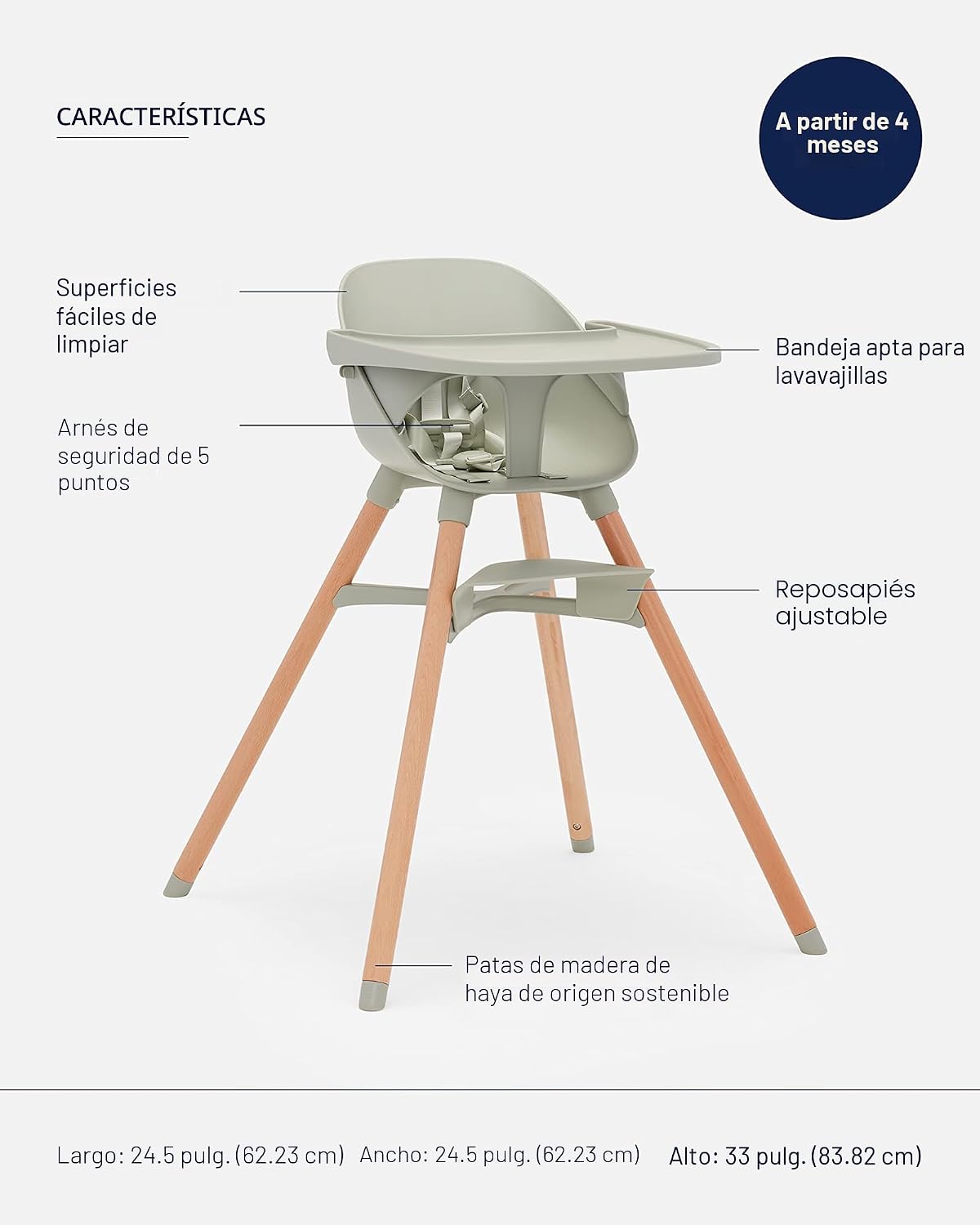 Lalo The Chair Silla Alta Convertible 3 en 1 para Bebés y Niños Peq...