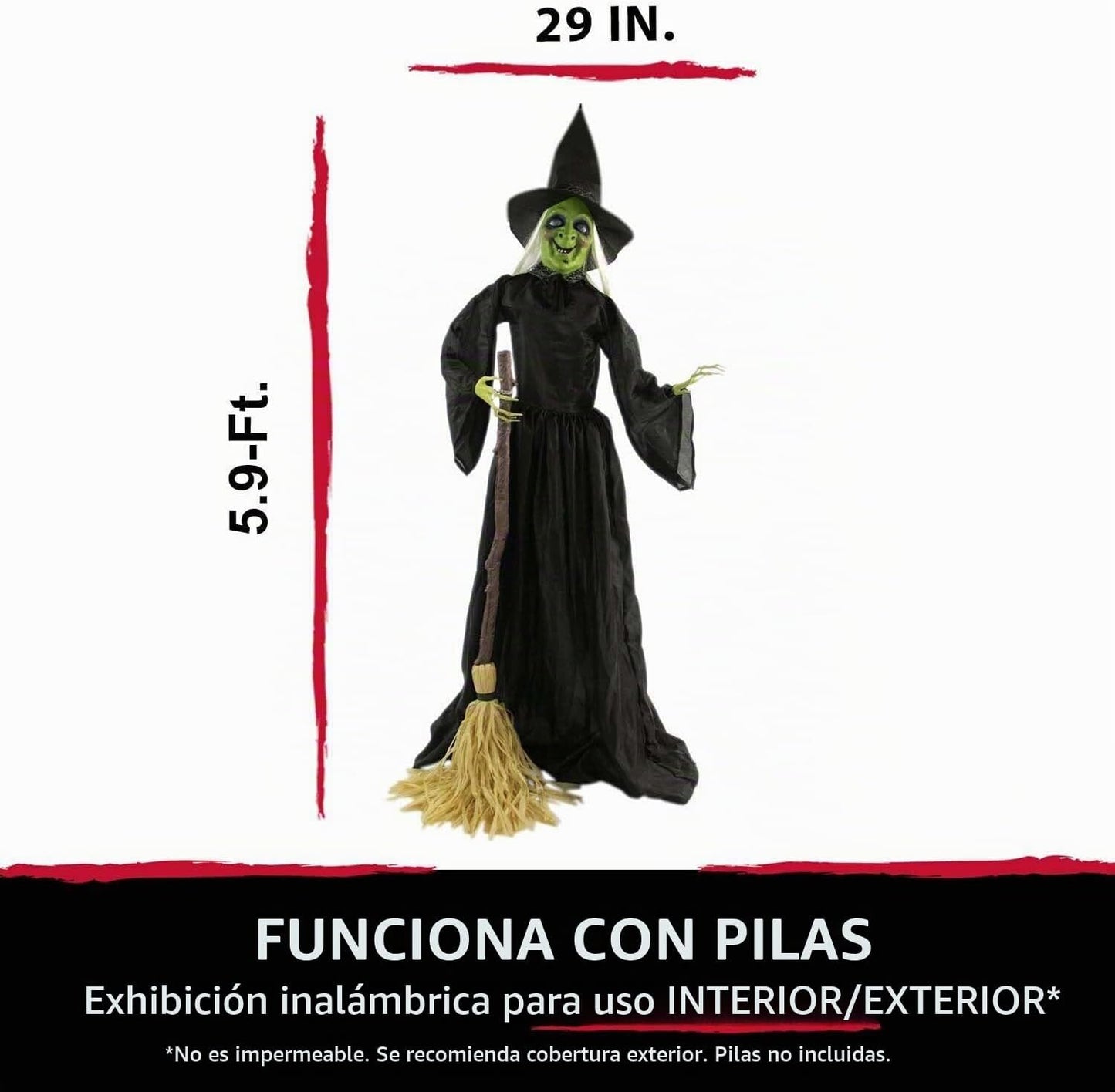 Haunted Hill Farm - Figura decorativa de bruja malvada HHWITCH-1FLS...