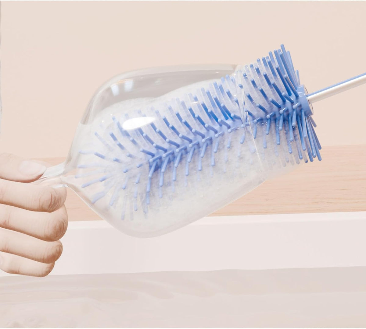 Qinwuwu Cepillo limpiador de botellas de silicona semiautomático pa...