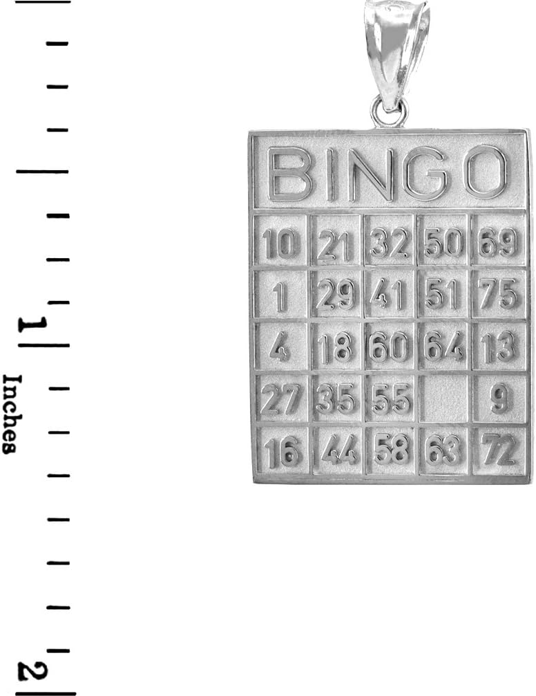 Colgante de plata de ley 925 con diseño de bingo y tarjeta de bingo