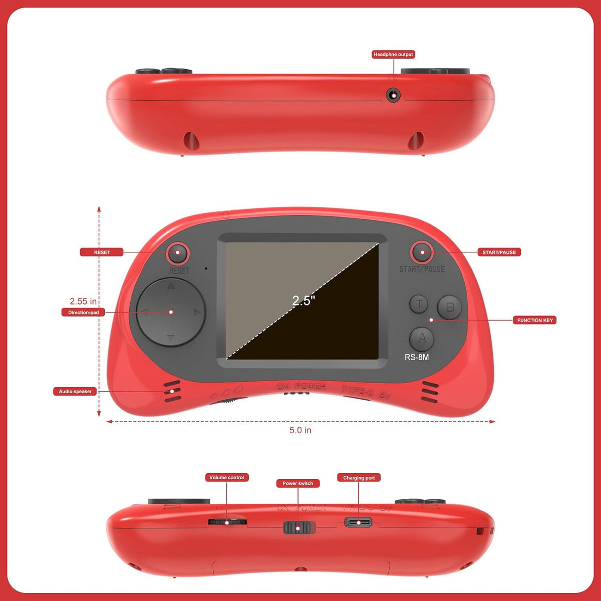 Juegos de mano para niños, videojuego retro de 16 bits con 220 jueg...