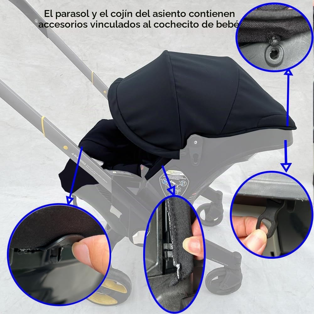 Feliliber Juego de accesorios de lavado para cochecito, toldo color...