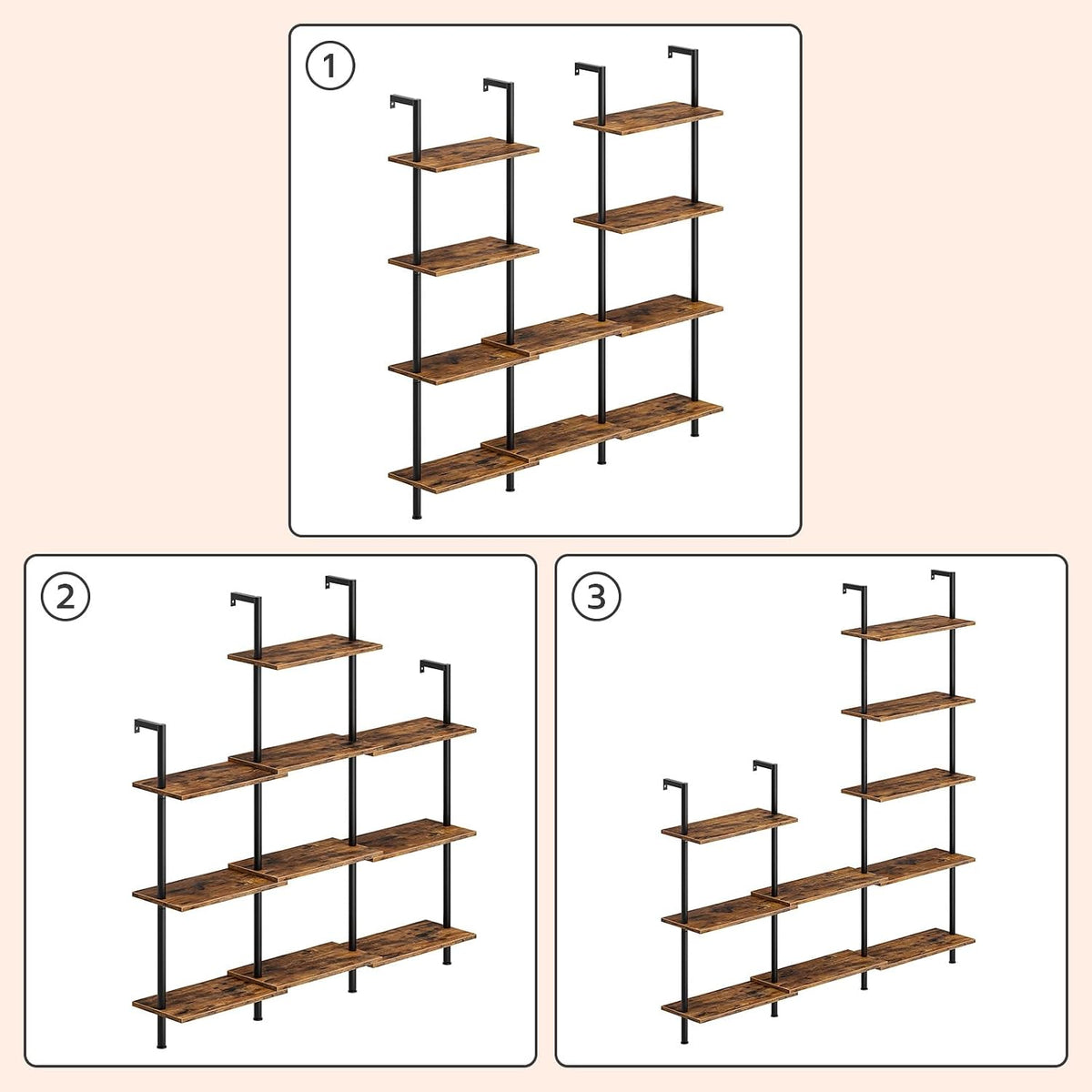 HOOBRO Estantería de escalera DIY, estantería de 5 niveles montada...