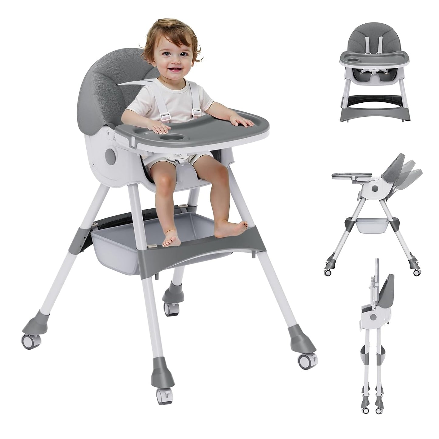 Sillas altas para bebés y niños, 4 en 1, silla alta para bebé conve...