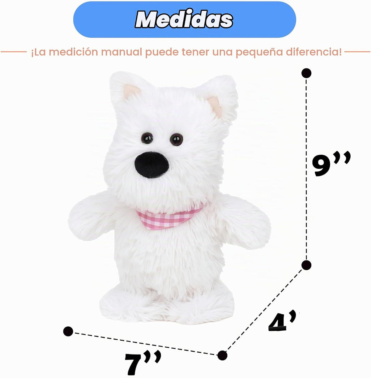 Hopearl - Perro parlante y cantante Westie con babero rosa, repite...