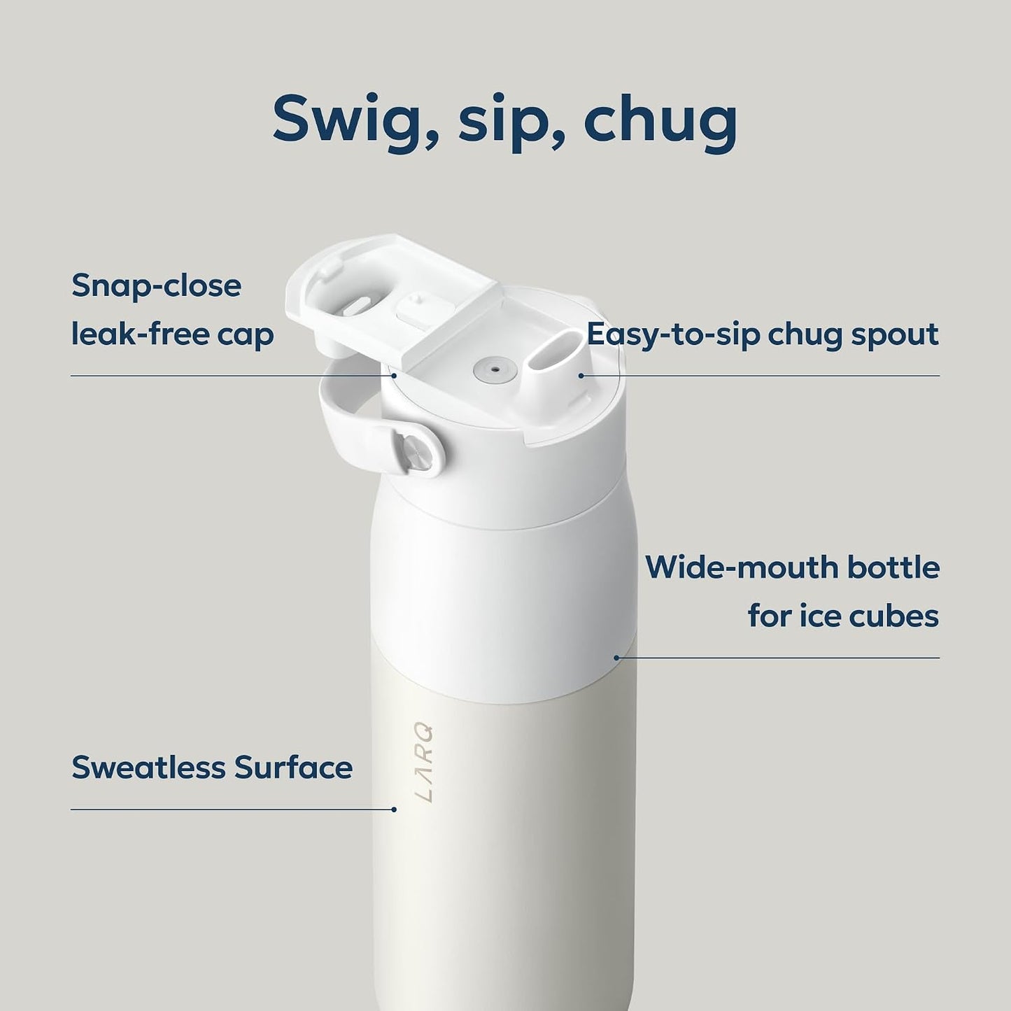 LARQ Swig - Botella de agua de acero inoxidable aislada con pajita...