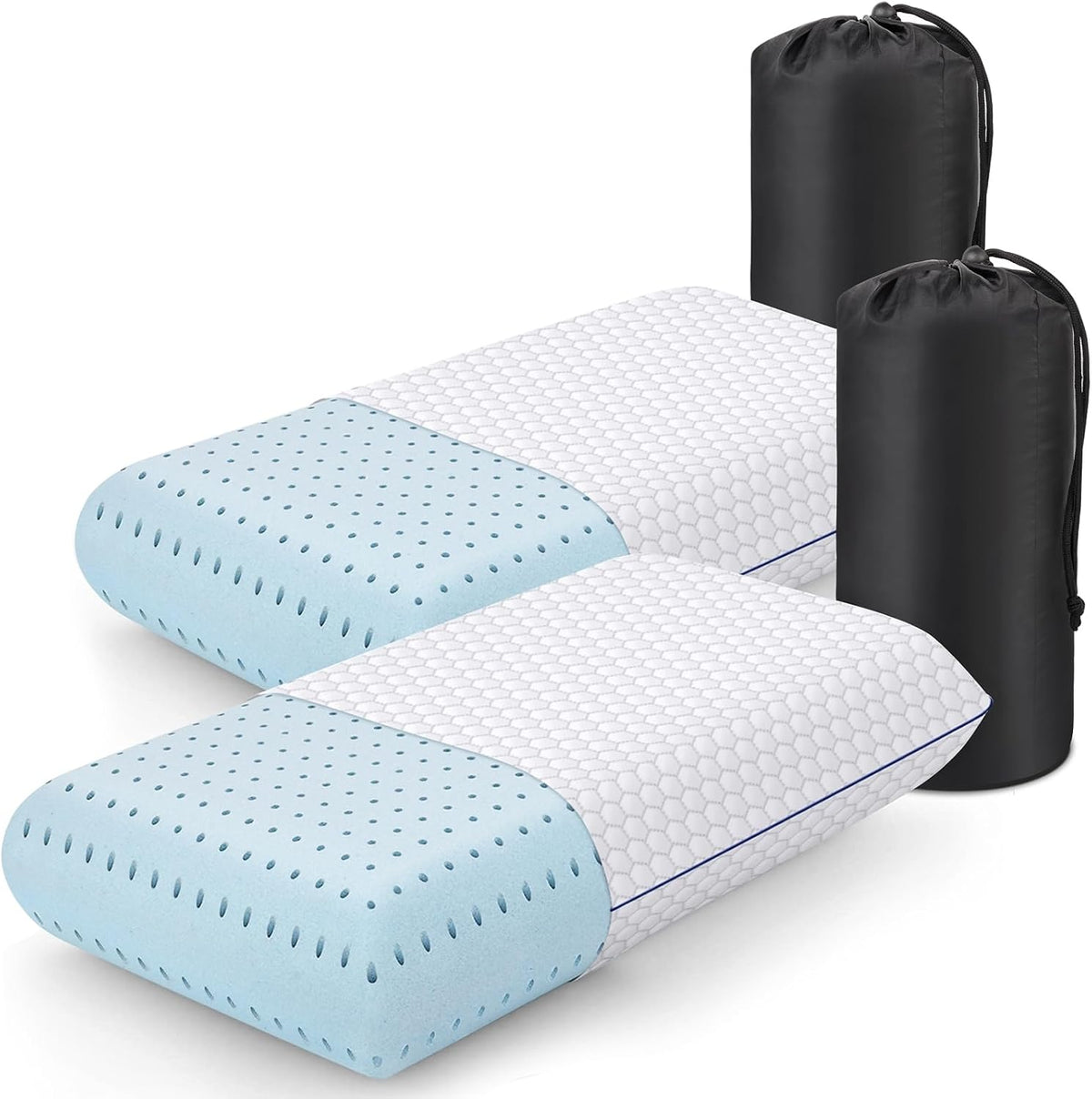 CushyOasis Almohadas de espuma viscoelástica para dormir, juego de...