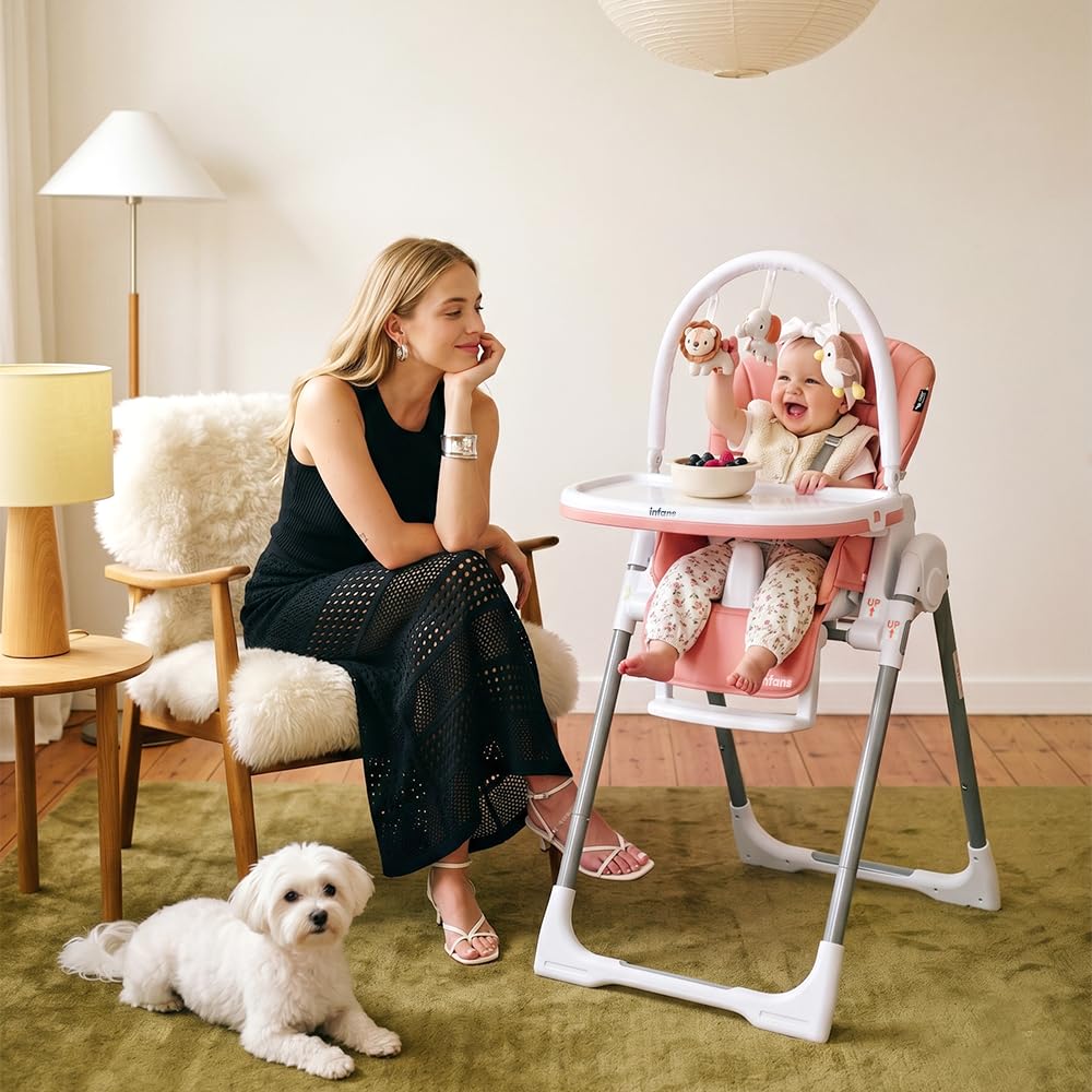 INFANS Silla alta para bebés y niños pequeños, silla alta plegable...