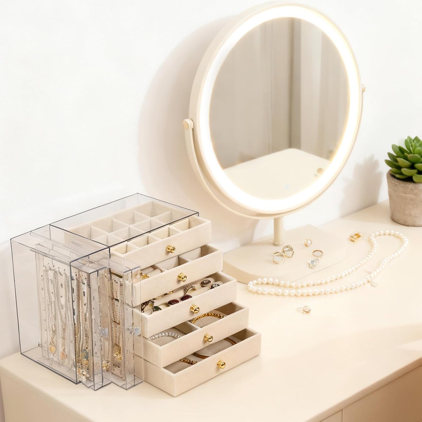 Greenfeather Organizador de joyas y almacenamiento con 7 cajones ex...