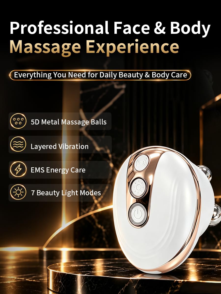 Dispositivo de masaje facial y corporal con bolas de masaje 5D, vib...
