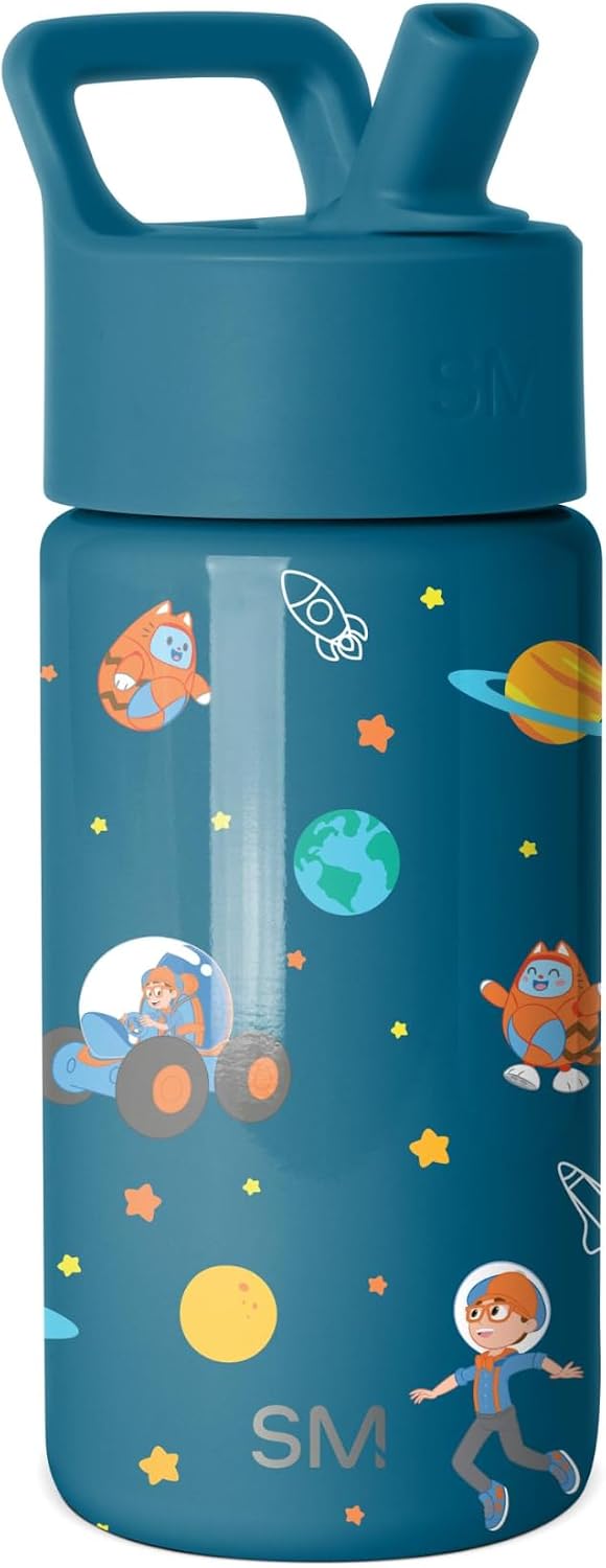 Simple Modern Kids Summit - Botella de agua con tapa con pajilla, B...