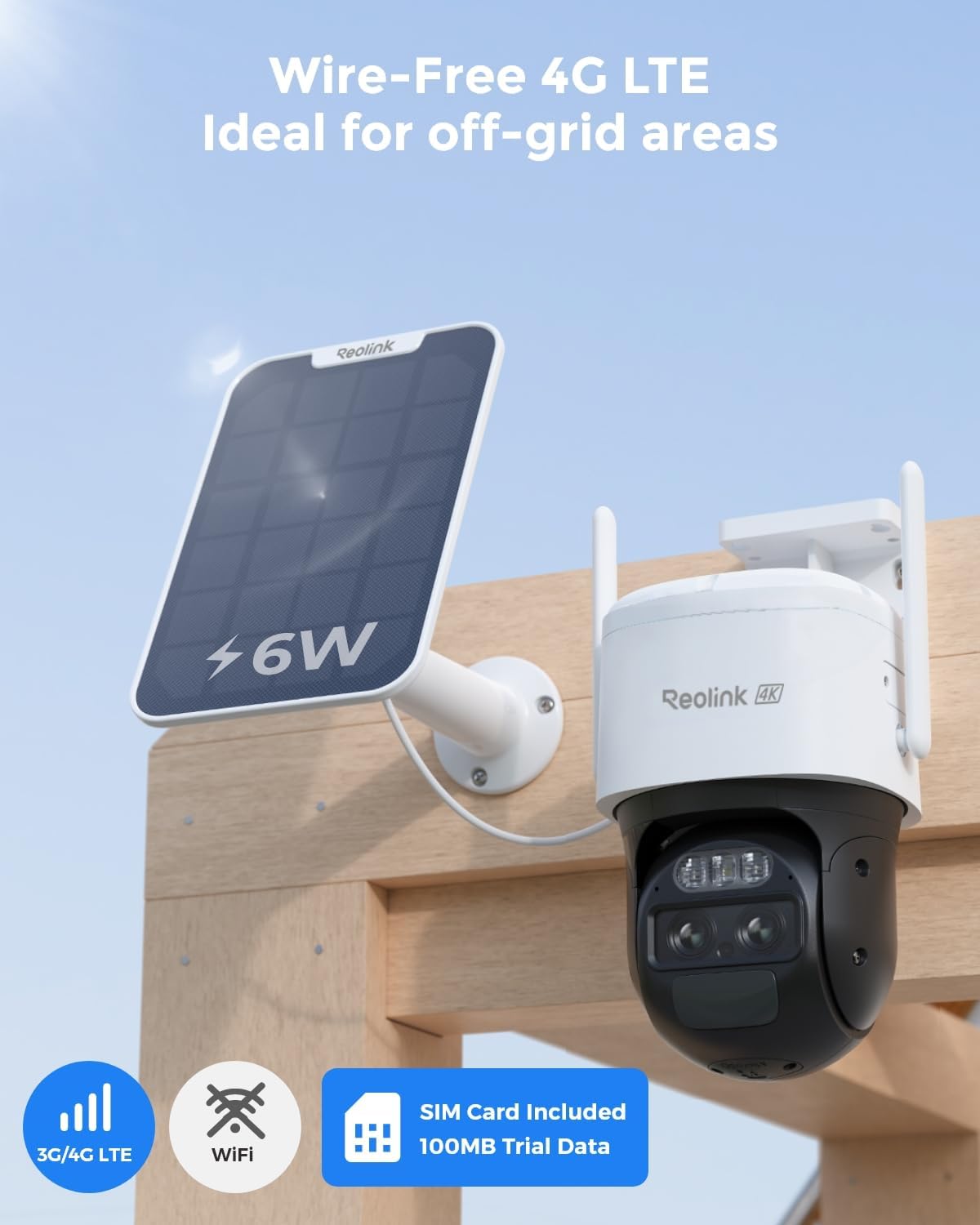 REOLINK Cámara de seguridad celular dual de la lente 4K al aire lib...