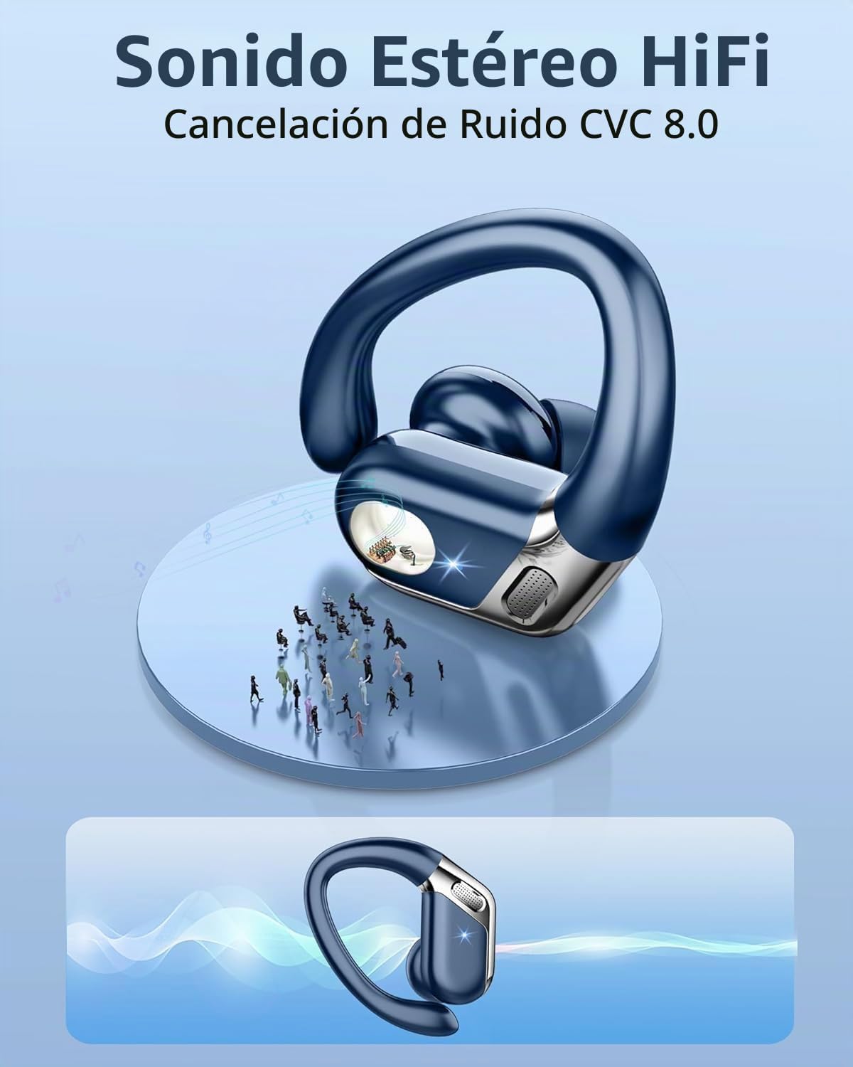 Auriculares inalámbricos, Bluetooth 5.4 deportivos, sonido de grave...