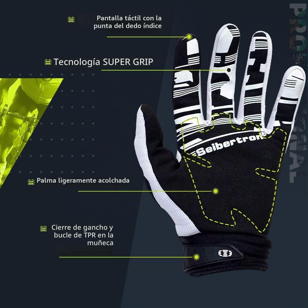 Seibertron - Guantes unisex para bicicleta BMX MX ATV MTB, guantes...