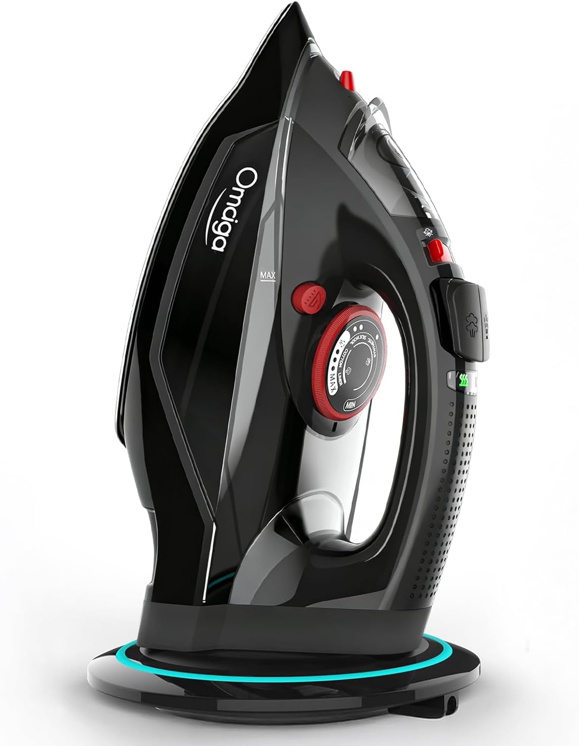 OMAIGA Plancha de vapor inalámbrica para ropa, 1500W, suela de cerá...