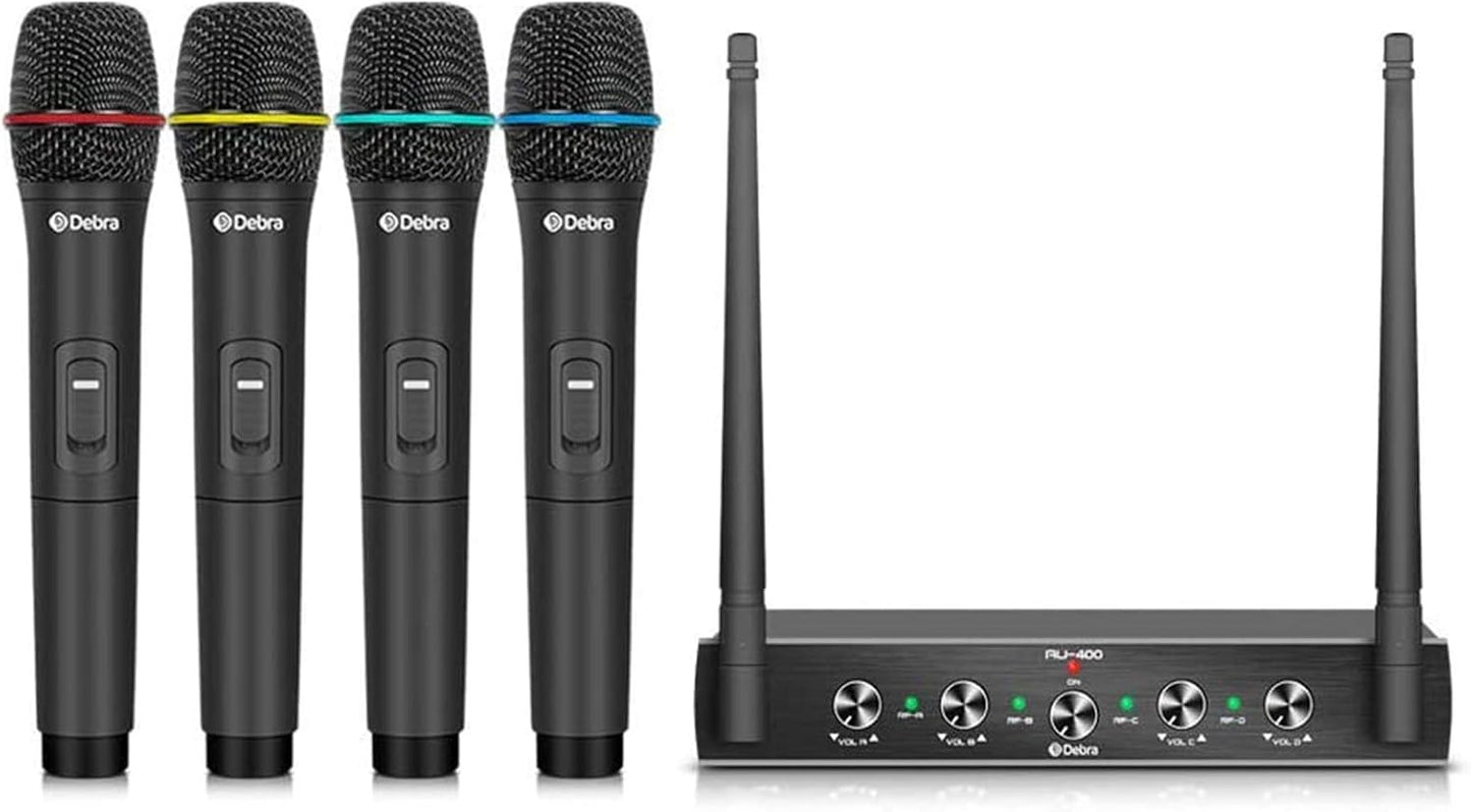 Sistema de micrófono inalámbrico Debra Audio Pro UHF de 4 canales |...