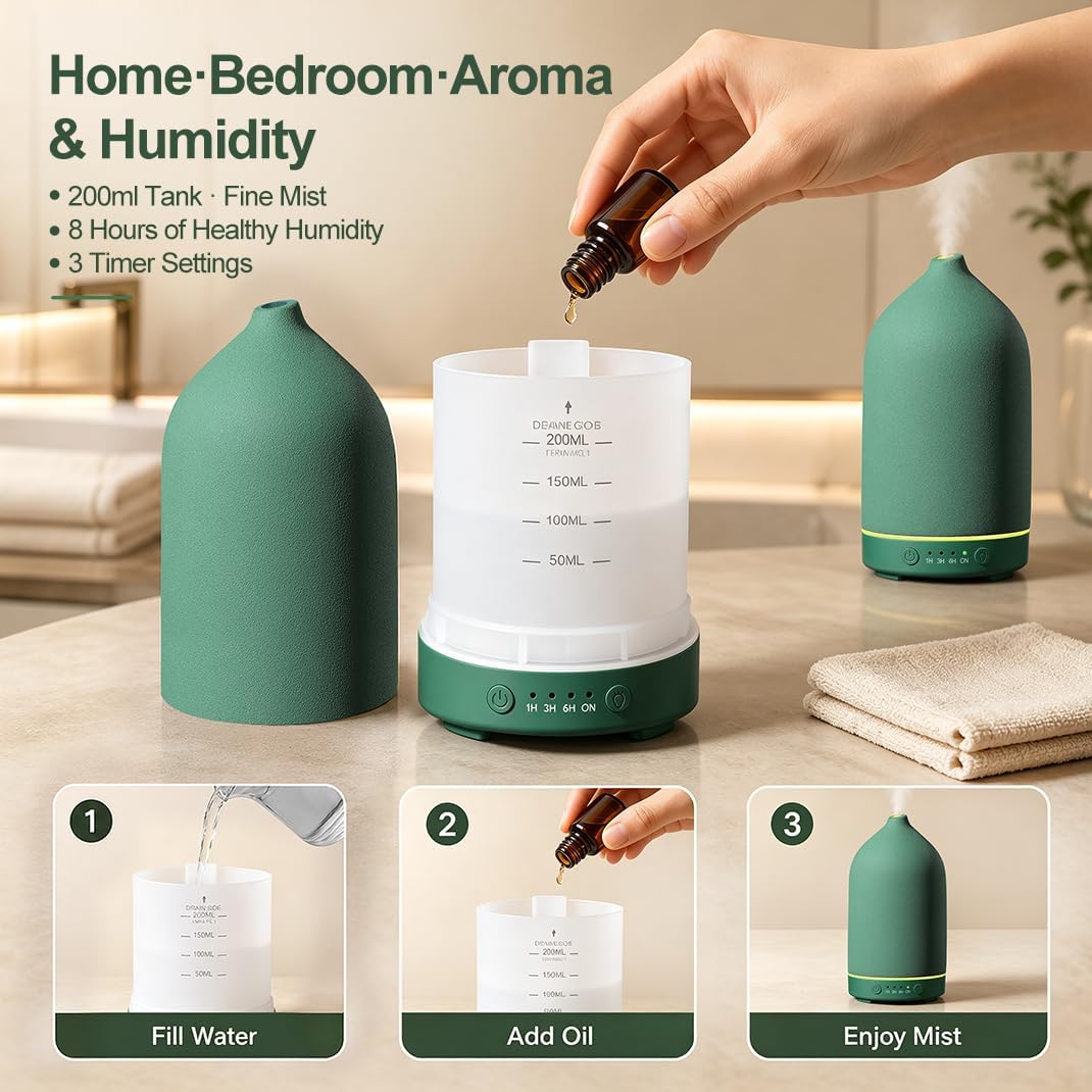 Gooamp Difusor Cerámico de 100ml, Difusor de Aromaterapia, Difusor...