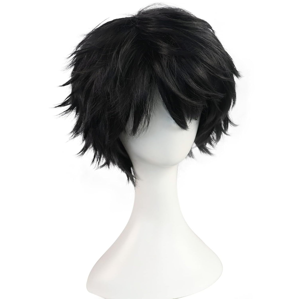 BESTBEL Peluca corta negra para hombre, pelucas de cosplay negras,...