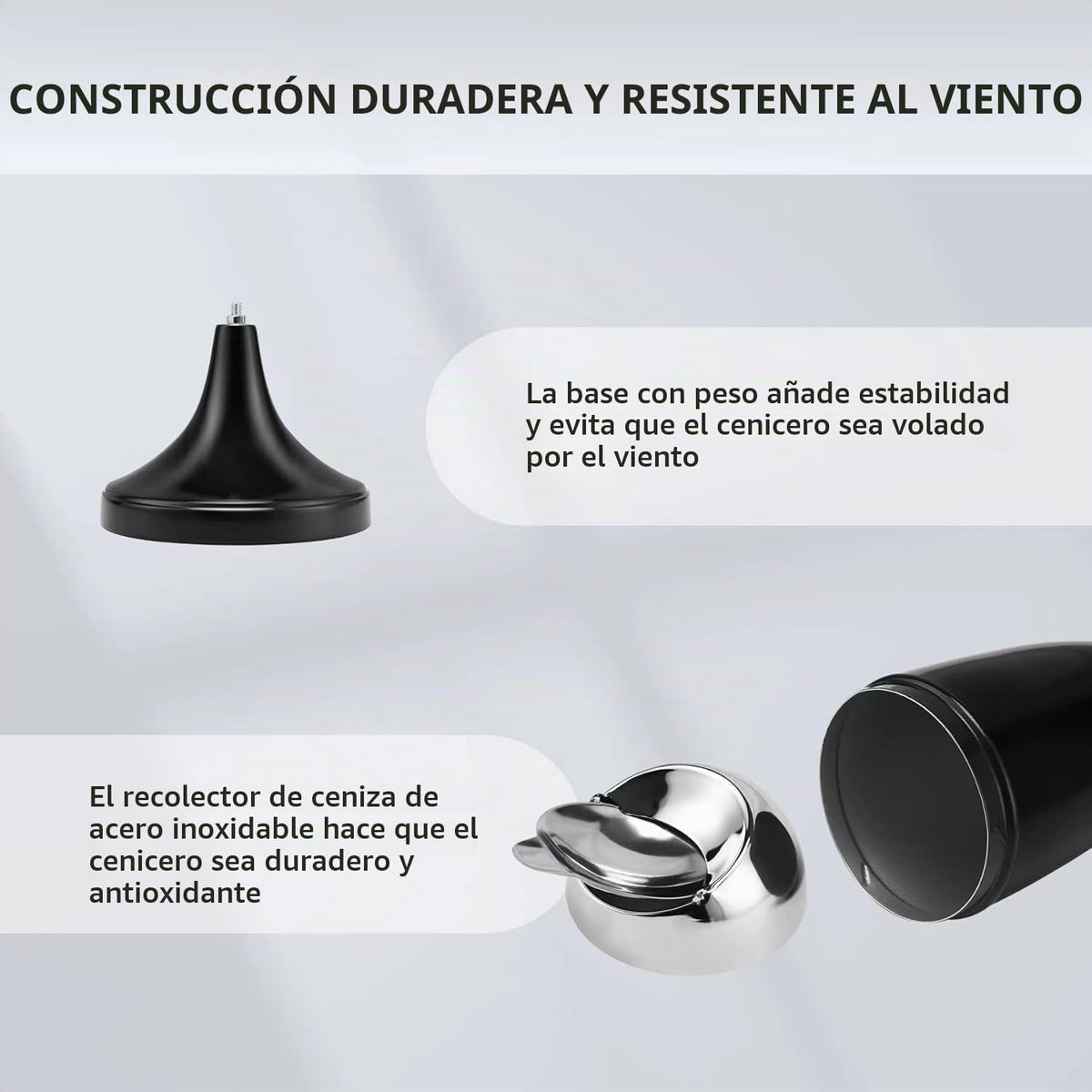Anfrere Paquete de 2 ceniceros de pie para exteriores con tapa, sop...