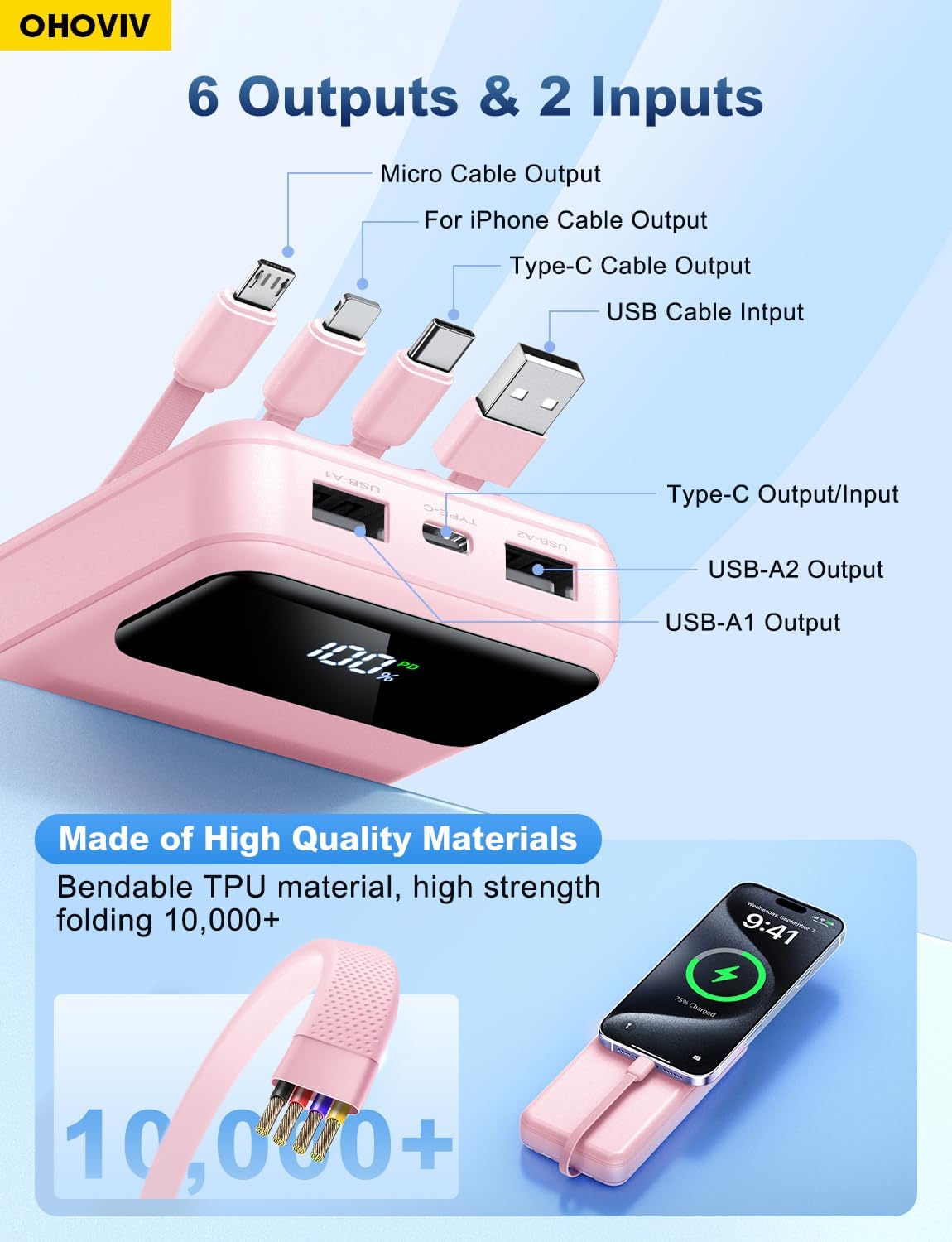 OHOVIV Cargador Portátil Power Bank Paquete de Batería de 50000mAh,...