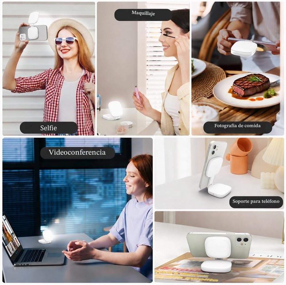 Luz magnética para selfie compatible con MagSafe, luz LED plegable...