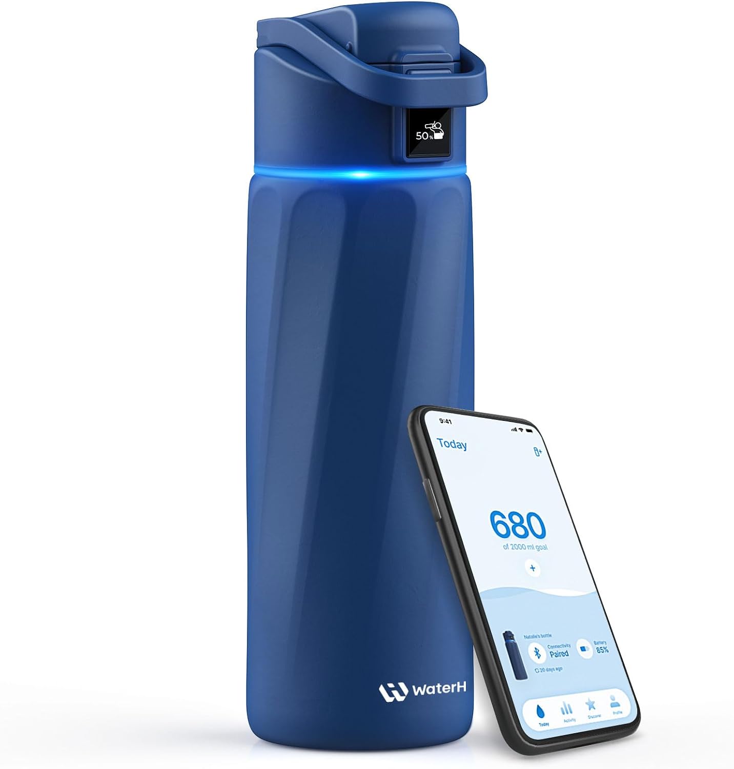 Boost - Botella de agua inteligente de 32 onzas, color morado + bot...