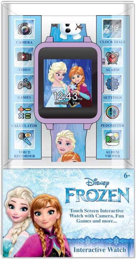 Accutime Reloj inteligente Disney Frozen para niños con cámara para...