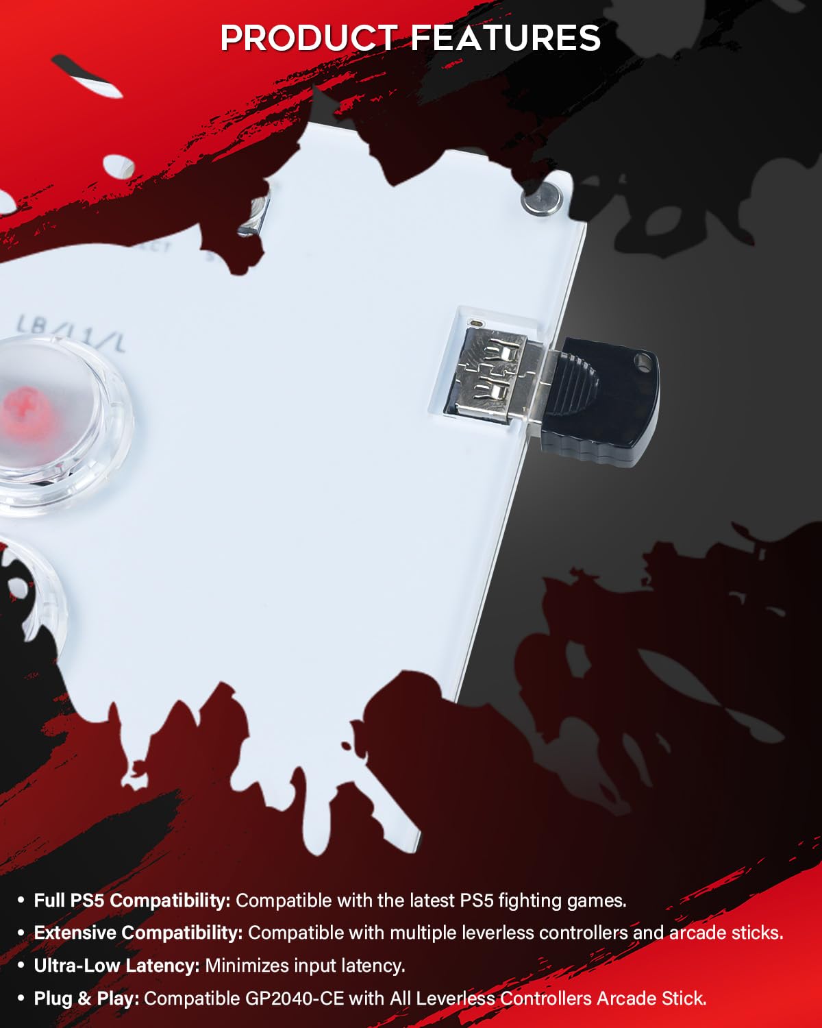 GuileKeys Controlador sin palanca Arcade Stick GK-21 y adaptador de...