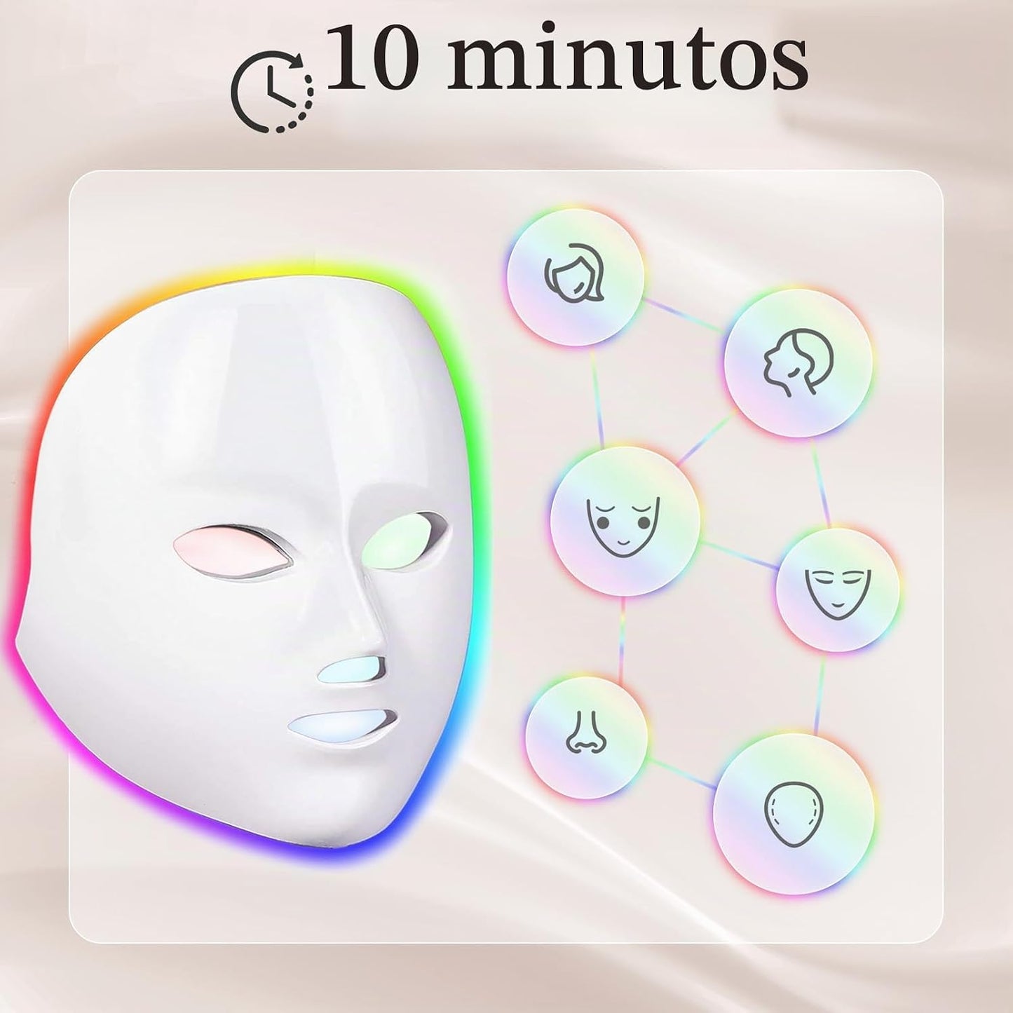 SDKWDH Máscara facial LED terapia de luz, máscara de terapia de luz...