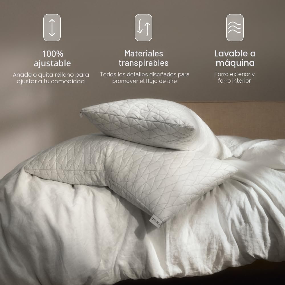 Coop Home Goods Original Loft, almohadas de cama tamaño Queen para...