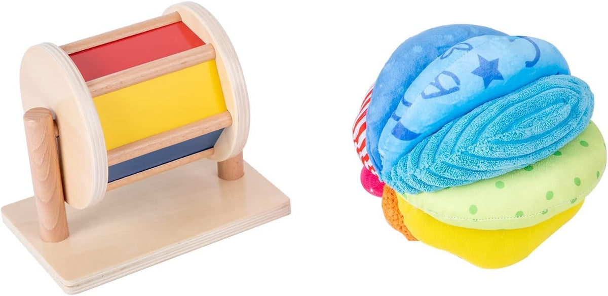 Adena Montessori Kit de juego: tambor giratorio y bola de tela, 19....