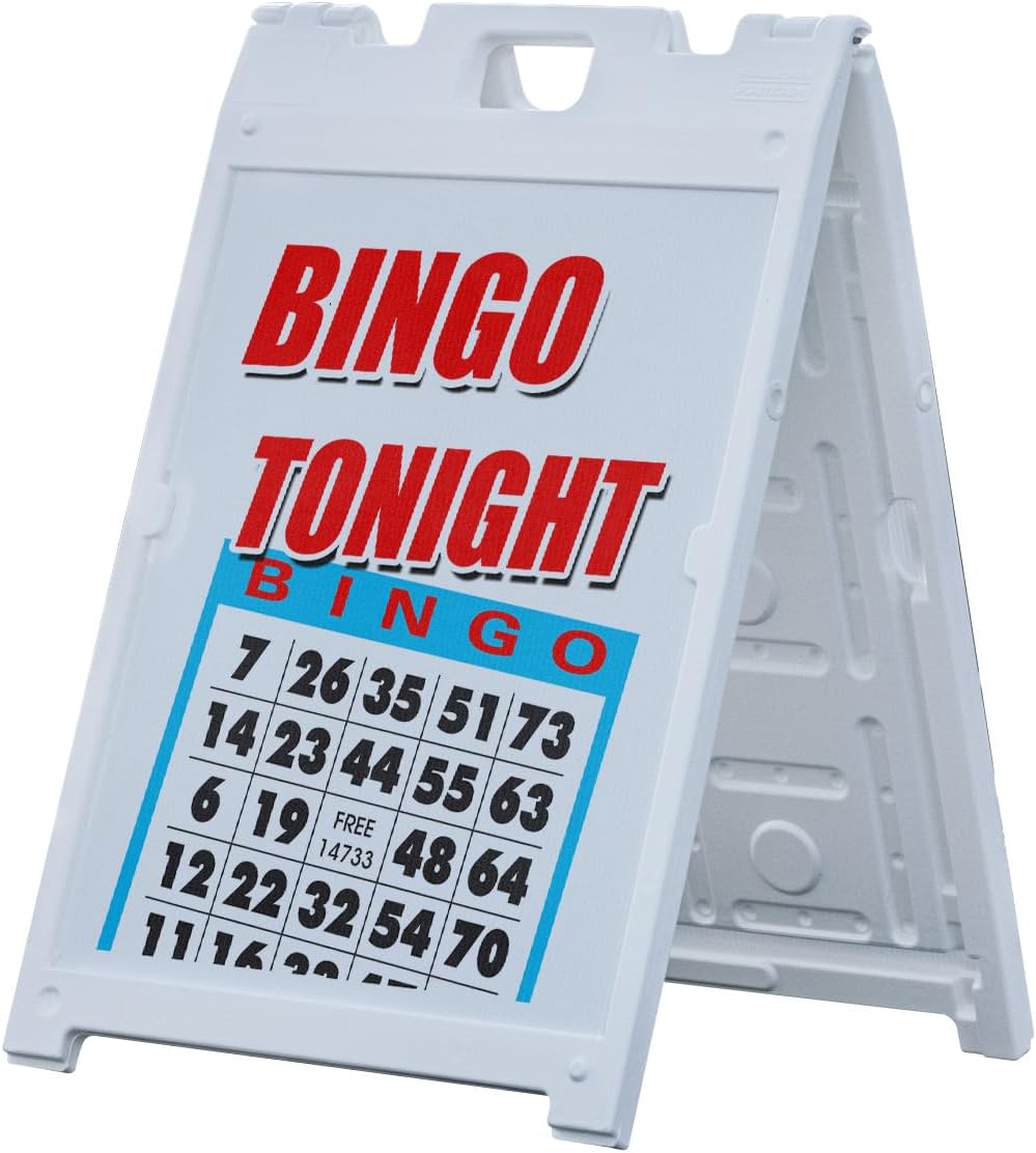 A-frame Sidewalk Bingo Tonight Letrero de doble cara con marco en A...