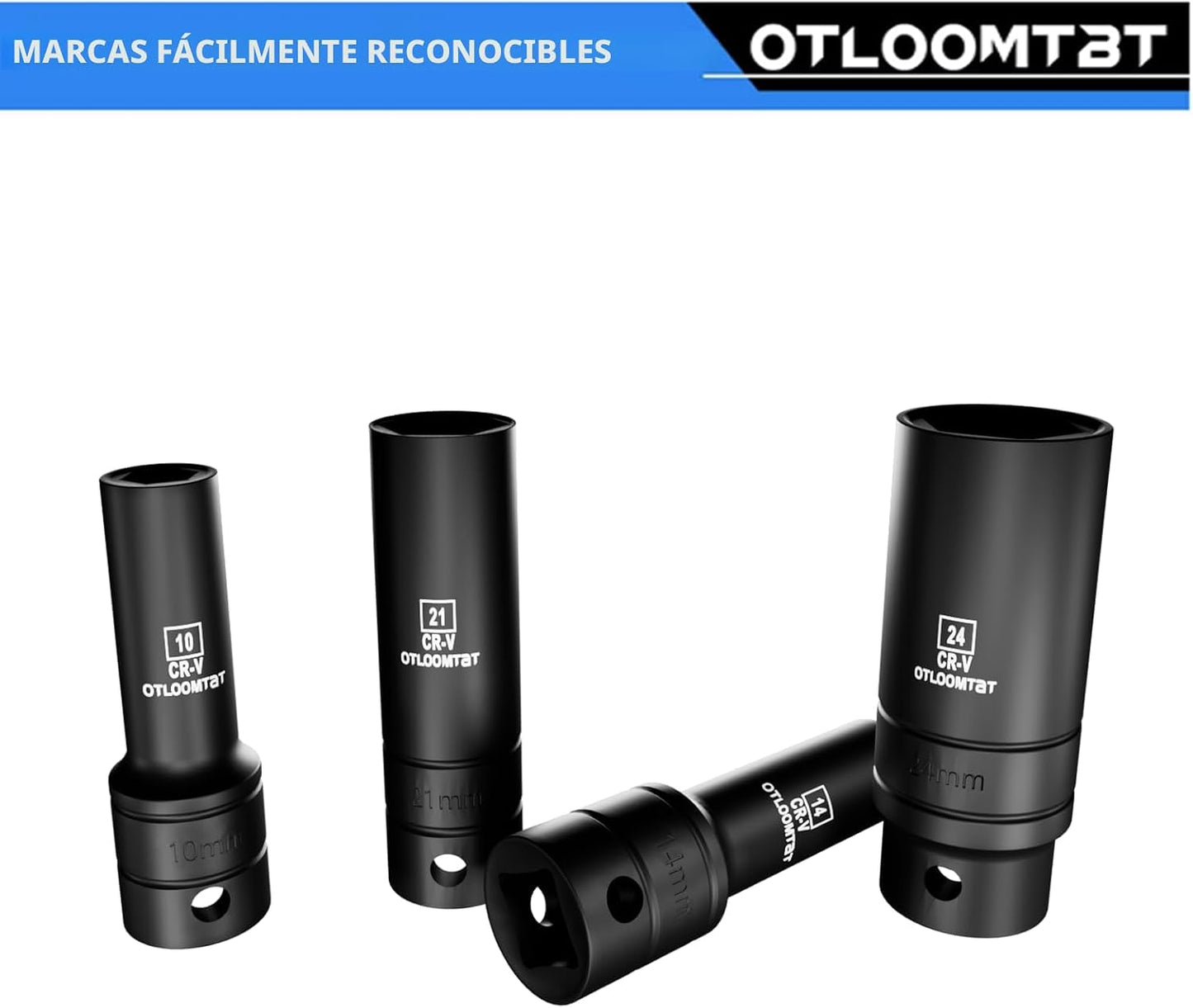 OTLOOMTBT Juego de llaves de impacto de 1\/2", profundidad métr...