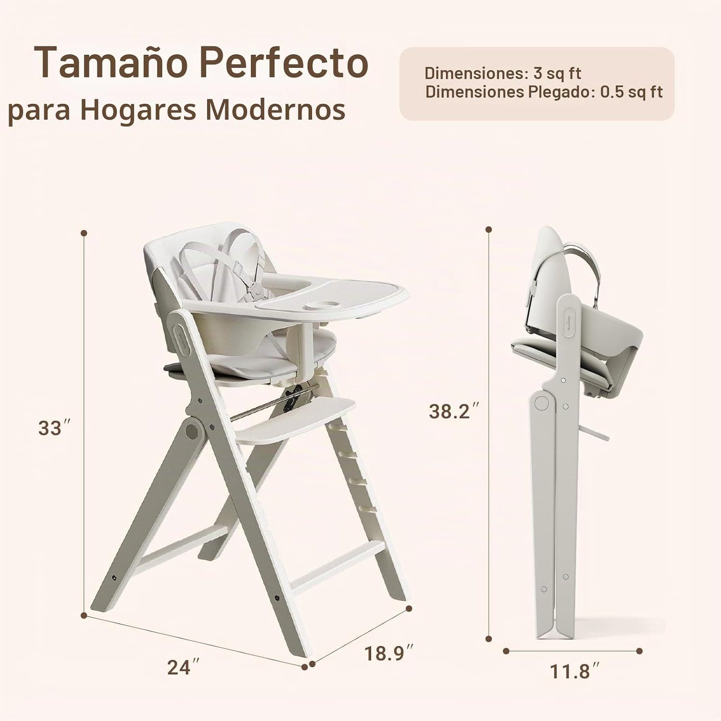 Mamazing GrowPod Pro - Silla alta de madera para bebés de 6 meses a...