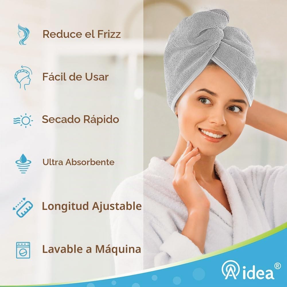 AIDEA Toalla para el cabello, paquete de 5 toallas absorbentes de s...