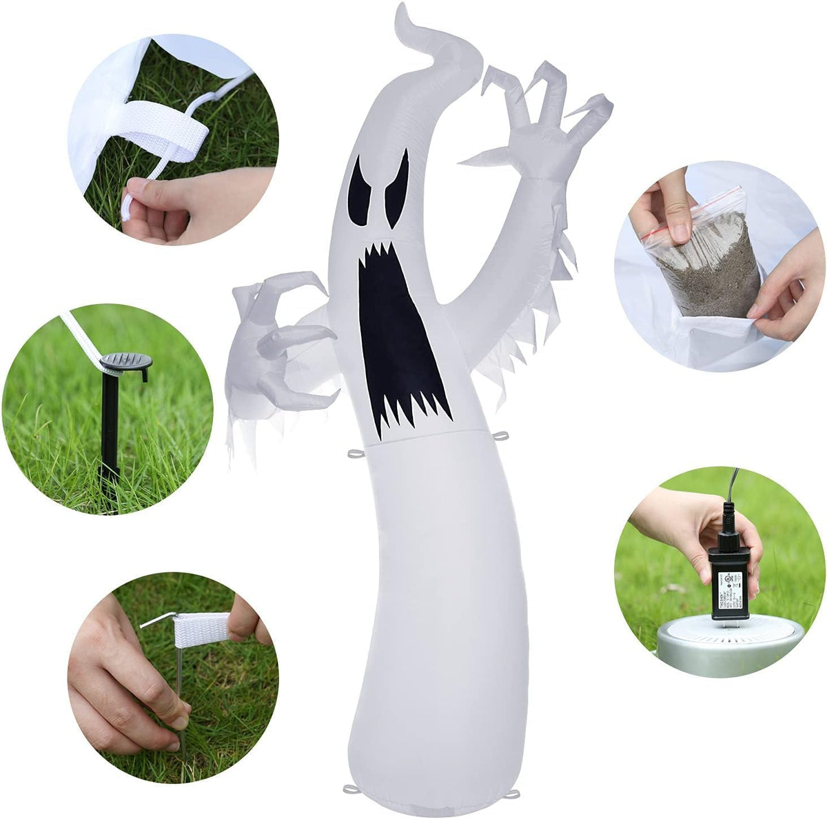 Sizonjoy Fantasma inflable gigante de Halloween de 12 pies, decorac...