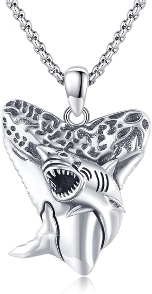 SOESON Collar Vintage para Hombre Plata de Ley 925 Animal Vikingo N...