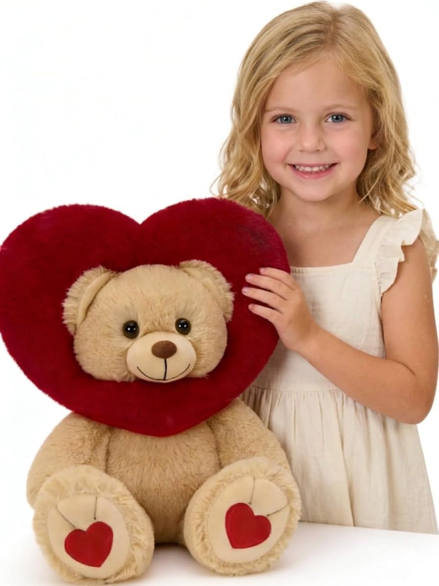 MaoGoLan Oso de peluche de San Valentín con capucha en forma de cor...