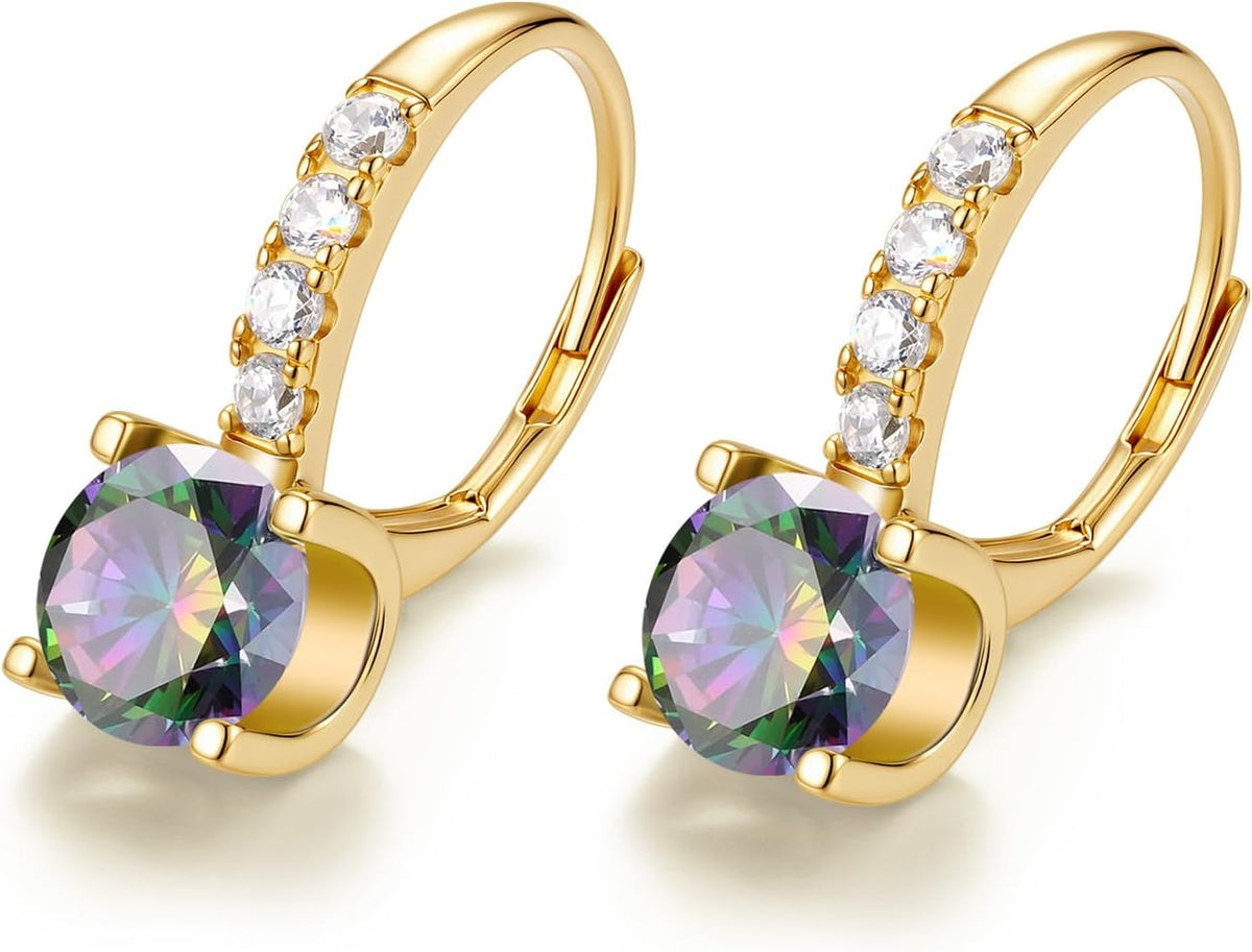 FANCIME Pendientes colgantes de plata de ley chapada en oro de 14 q...