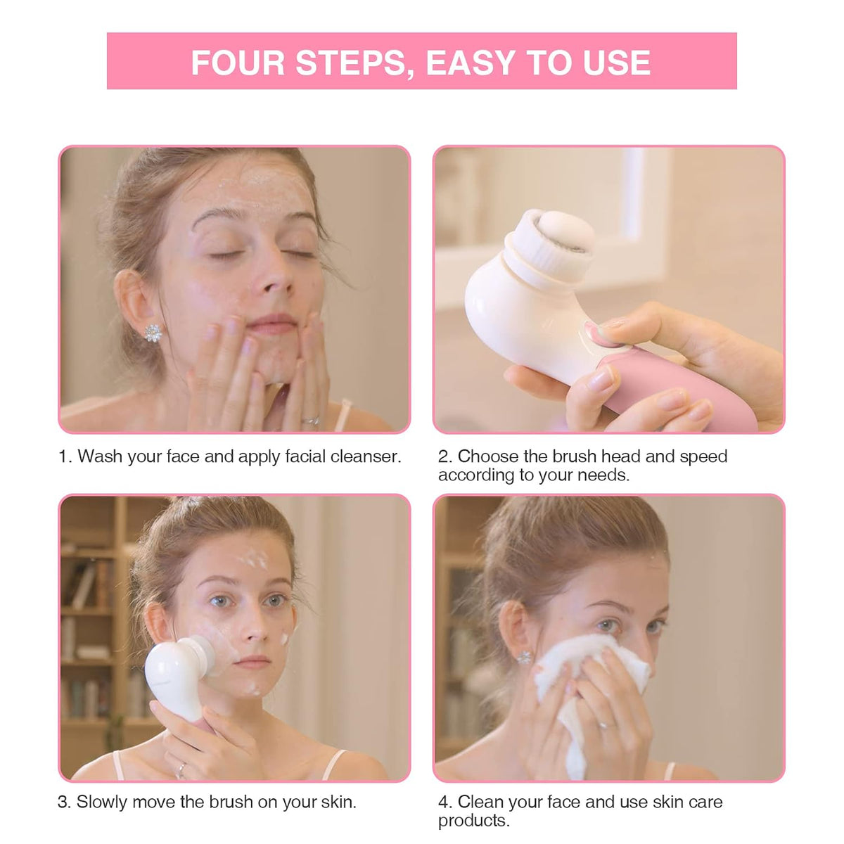 TOUCHBeauty Cepillo giratorio limpiador facial con 3 cabezales de c...